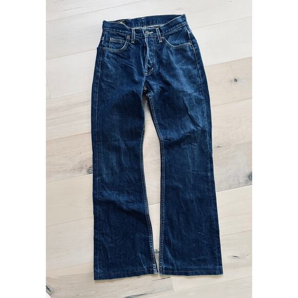 Vintage LEE Jeans High Waist Flared Dark Wash Denim USA Button Fly Size 27 - Picture 12 of 16